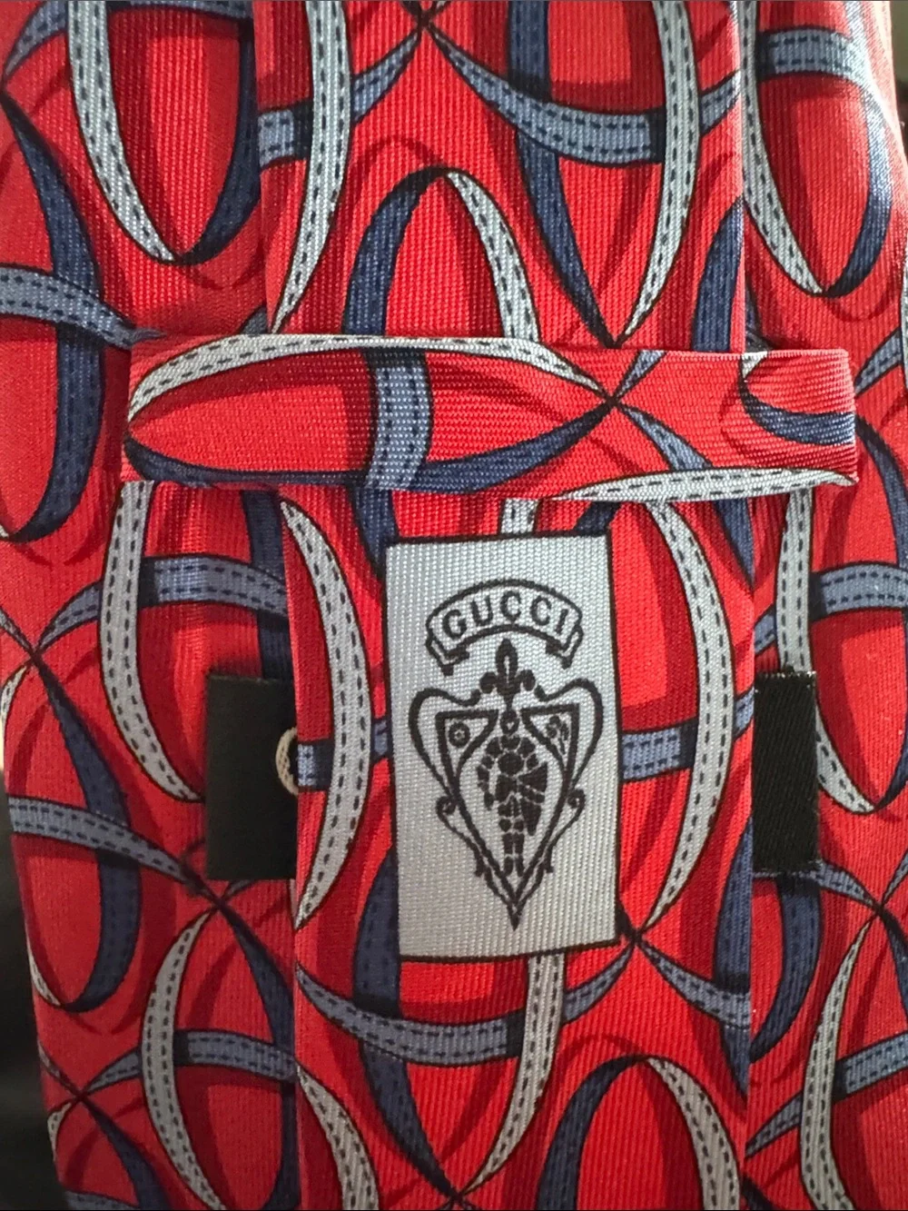 Gucci Red and Blue Geometric Silk Tie